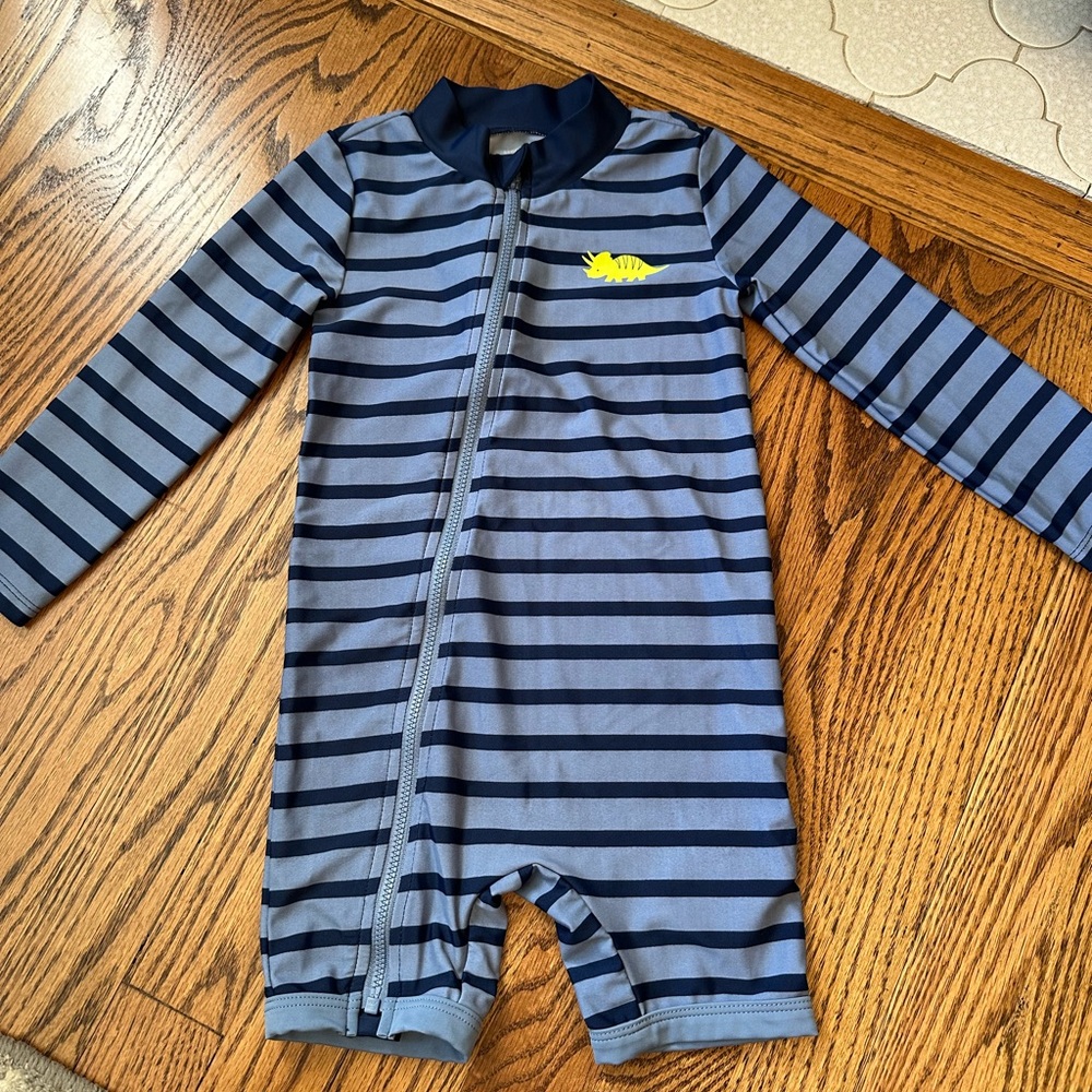 Striped Blue Zipper Rashguard